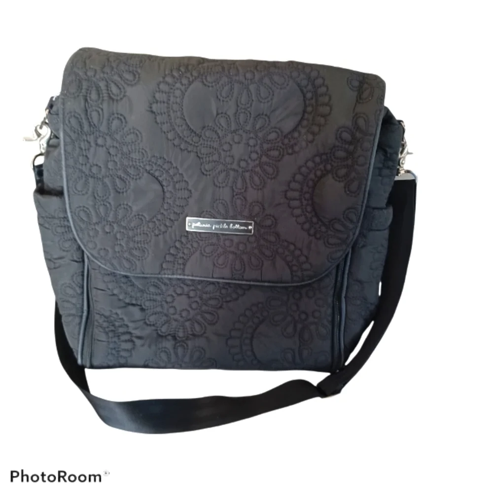Petunia Pickle Bottom Embossed Black Diaper Bag